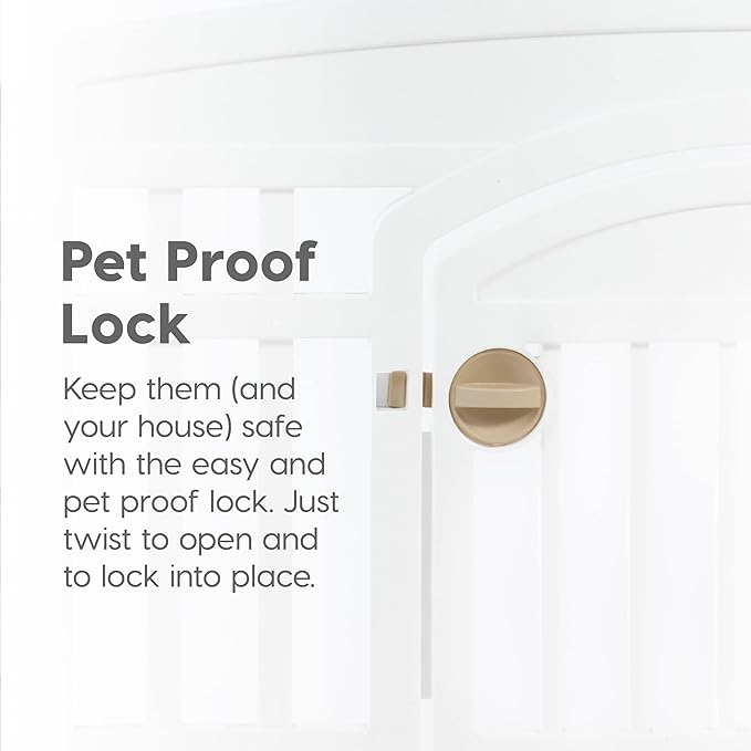 IRIS USA 24" 6-Panel Dog Playpen with Door, 61 x 61 x 24, Puppy Playpen, Dog Play Pen Indoors, Pet Fence, Puppies/Small Dogs, White