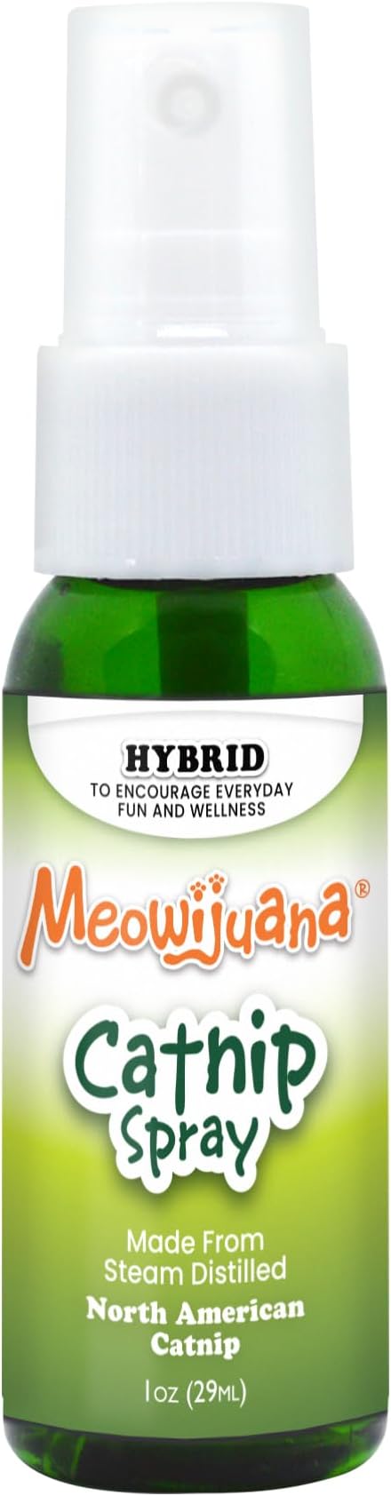 Meowijuana | 1oz. Premium Catnip Spray | Organic | High Potency | Use On Cat Toys, Teasers, and Scratchers | Grown In North America | Feline and Cat Lover Approved