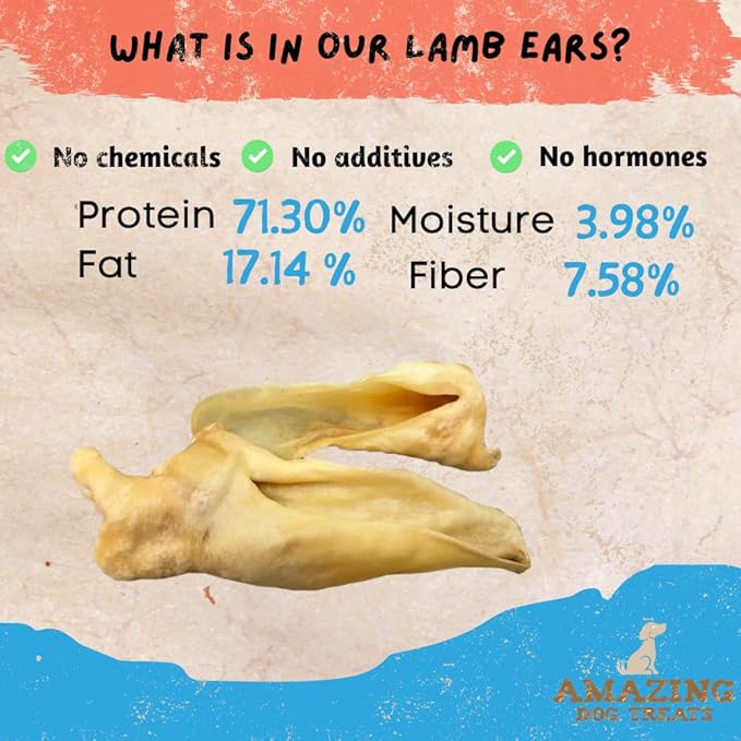 Amazing Dog Treats - Lamb Ears (10 Pcs/Pack)- Natural Dog Chews -Rawhide Alternative - No Hide Dog Bones