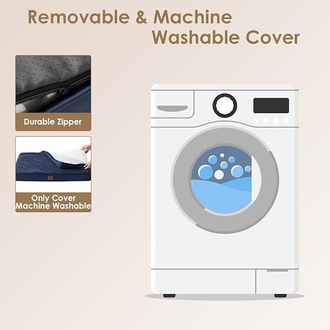 EHEYCIGA Orthopedic Medium Dog Beds for Small Dogs with Removable Washable Cover for Crate, Navy, 30x20