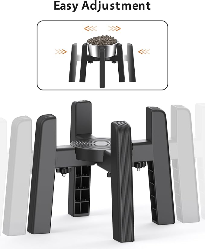 CZPET Elevated Dog Bowl, Raised Dog Bowl Stand with 51oz Stainless Steel Bowl Large Capacity, Size Adjustable & Anti-Slip Stand for Medium Dogs