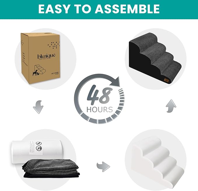 Dog Stairs for Small Dogs, 20.5" H 4 Step Curved Dog Ramp for High Bed and Couch, Foam Dog Ramp with Durable Non-Slip Waterproof Fabric Cover, Pet Stairs for Pets Joints, Grey