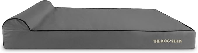 The Dog’s Bed Orthopedic Headrest Dog Bed XXL Grey/Black, Memory Foam, Pain Relief for Arthritis, Hip & Elbow Dysplasia, Post Surgery, Lameness, Waterproof Washable Cover