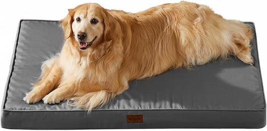 BFPETHOME Outdoor Dog Bed for Large Dogs, Waterproof, Orthopedic with Removable Washable Cover, Egg Crate Foam Mat (42 x 30 In, Dark Grey)