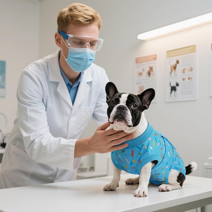 Kuoser Dog Surgery Suit, Dog Surgery Suit Male Neuter, Comfy Doggie Recovery Suit Doggie Onesie, Post-Op Onesie for Female & Male Dogs, Soft Protective Wear, BlueRibbon XL