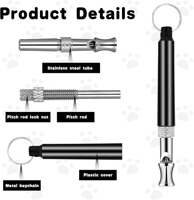 2 Pack Dog Whistle to Stop Barking Neighbors Dog, Dogs Whistle Training Whistles with Lanyard Adjustable Ultrasonic Silent Dogs Recall Whistles Effective Recall & Long Range (Black)