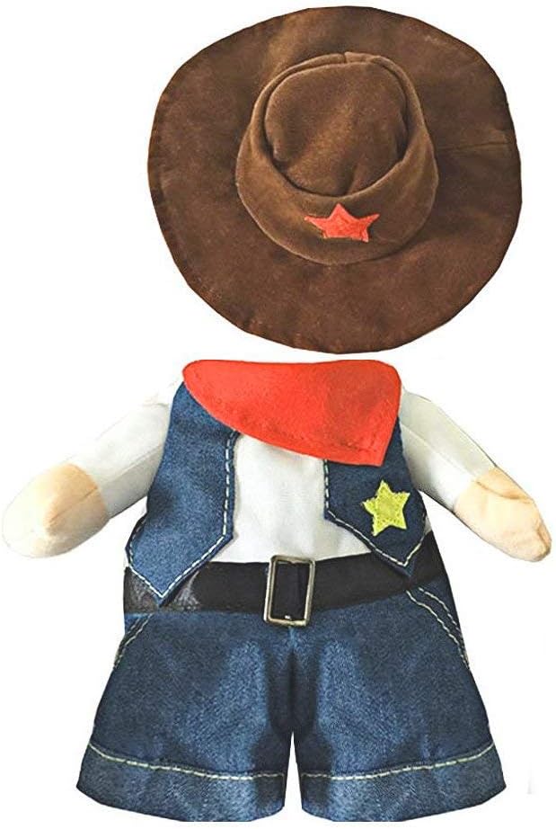 NACOCO Cowboy Dog Costume with Hat - Cat & Small Dog Clothes - Blue (X-Small)