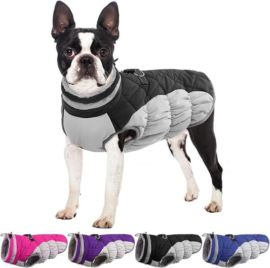 Dog Jackets for Medium Dogs,Medium Dog Coat,Warm Pet Winter Coat Zip Up Back,Waterproof Dogs Jacket with D-Ring,Pet Cold Weather Coats with Fleece Lined, Snowsuit Pug Boston Terrier,Black,M