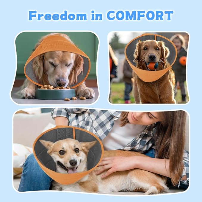 Dog Cone Soft Recovery Collars & Cones After Surgery for Medium Large Dogs, Comfy Ecollars to Stop Licking, Adjustable, Dog Ecollars for Recovery Fabric: Soft Comfort, Ecollars of Shame Alternatives
