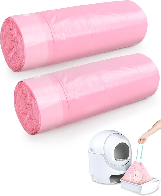 ANWA 40 Count Cat Litter Box Liners for Automatic Cat Litter Box and Litter Box Robot 4/3, Heavy-Duty, Extra Thick, Pink