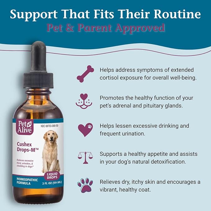 PetAlive Cushex Drops-M, Cushing's Disease Pet Supplement, 2fl oz., 59ML