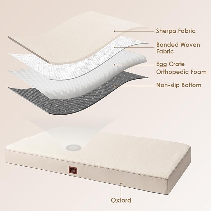 EHEYCIGA Orthopedic XXL Dog Beds for Jumbo Dogs with Removable Washable Cover for Crate, Camel, 47x29