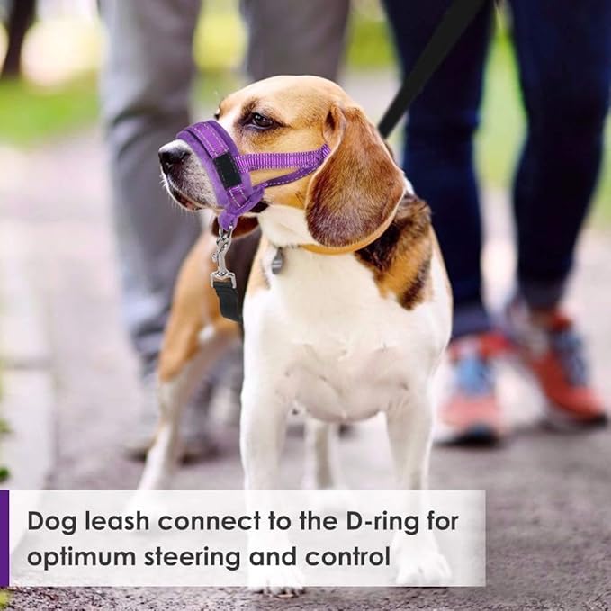 SlowTon Soft Dog Muzzle, Adjustable Padded Nylon Muzzle for Large Medium Dogs Anti Chewing Barking Biting, Allow Dog Pant & Drink (Purple, S)