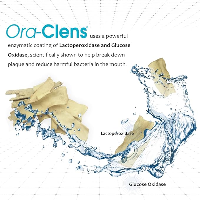 Oral Hygiene Chews for Small Dogs - Cleans Teeth and Freshens Breathe - Coated with Enzymes - Prevents Plaque & Bacteria Build Up - 30 Chews