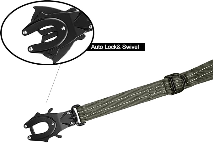 ICEFANG Short Dog Leash 25Inch Reflective Nylon Traffic Leash with Padded Handle,Heavy Duty Auto Lock Swivel Clip for Medium Large Dogs No Pull Training Walking (Green, 25 Inch)