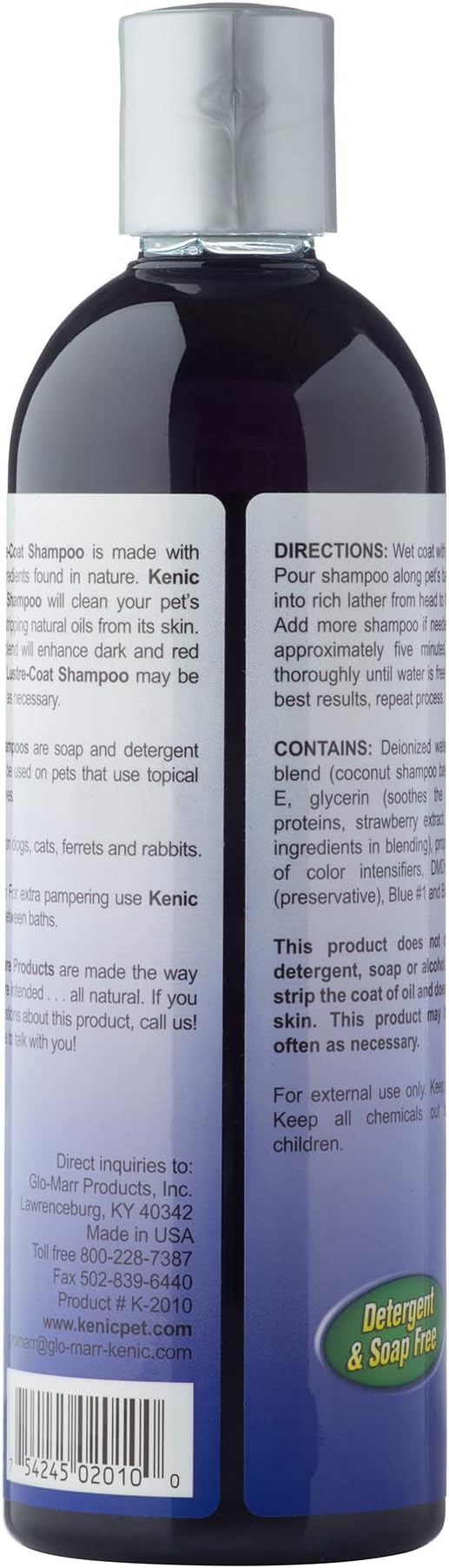 Kenic Lustre Coat Dog & Cat Shampoo Color Enhancing Formula for Dark and Red Coats Restores Shine and Vibrancy Cruelty Free Soap and Paraben Free Professional Grooming Formula Made in USA