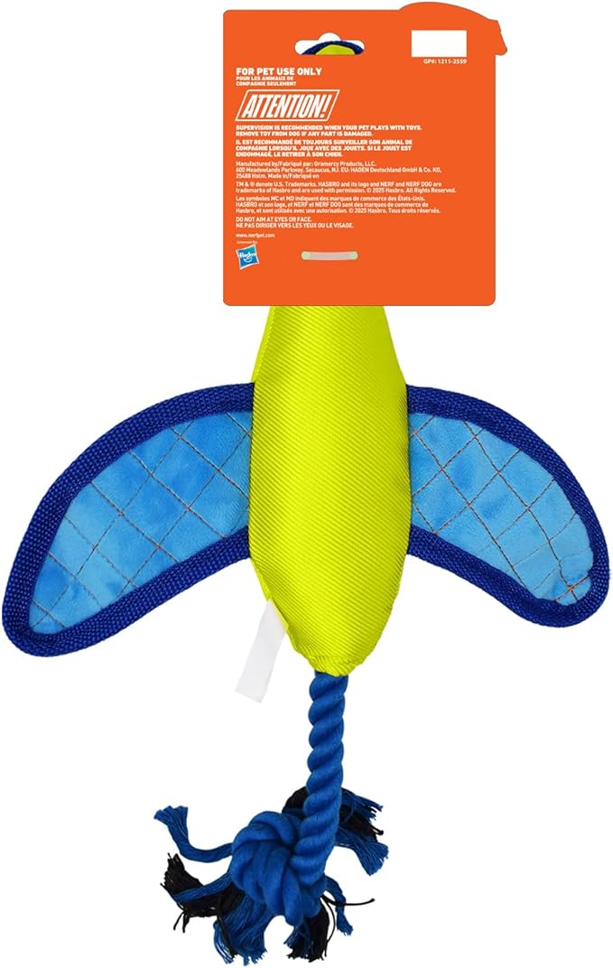 Nerf Dog 16.5in Nylon Ultraplush Crinkle Wing Launching Duck Dog Toy - Green/Light Blue