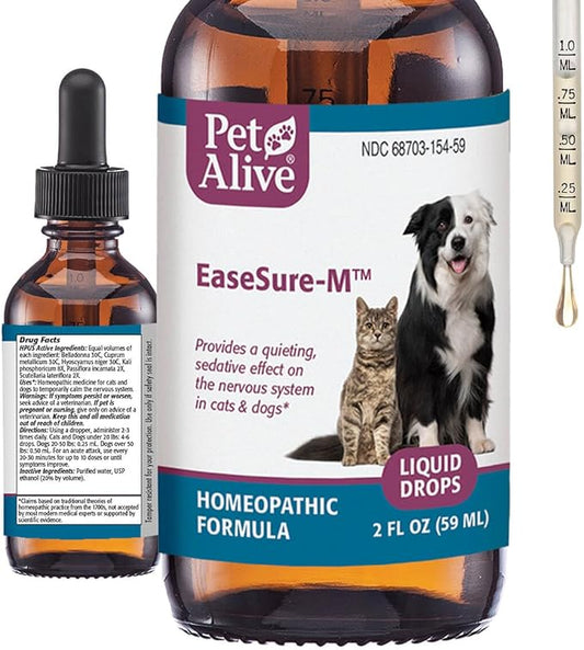 PetAlive EaseSure-M Calming Drops for Dogs and Cats – Natural Homeopathic Care for Nervous System Health – Supports Everyday Comfort, Reduced Muscle Twitching, and Quiet Relaxation – 59 mL Liquid
