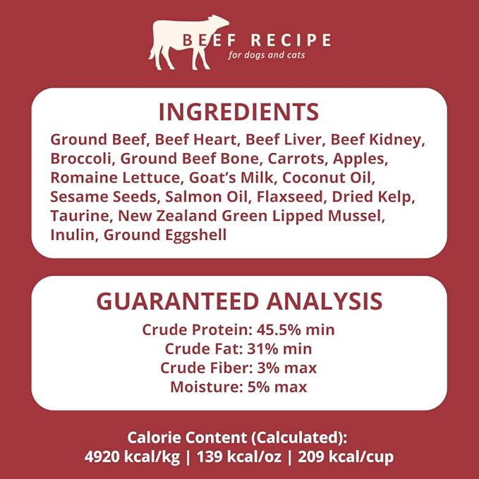 Steve's Real Food Freeze-Dried Raw Nuggets - Beef Recipe - Raw Pet Food for Dogs and Cats - 20 oz