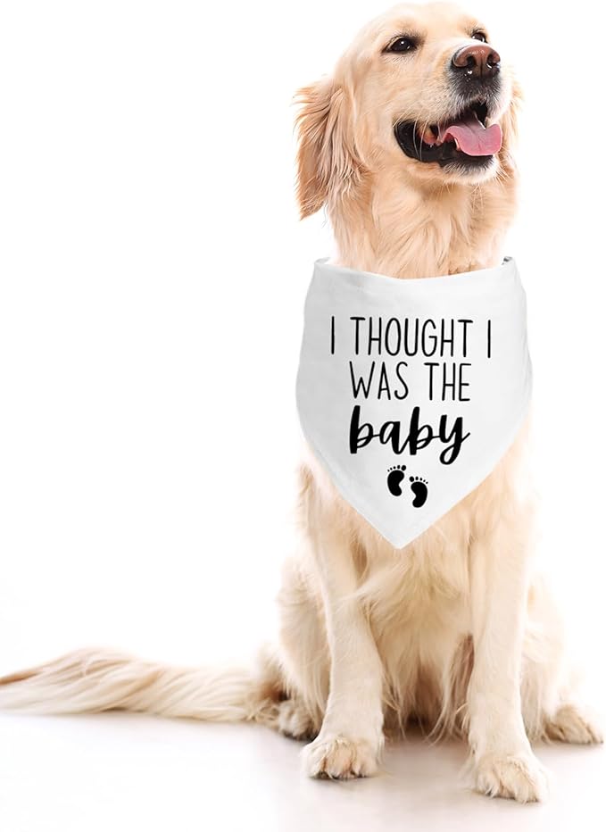 Dog Pregnancy Announcement Bandana for Dogs - Adjustable Pet Scarf for Pregnancy Reveal, White Pet Accessories for Dog Lovers