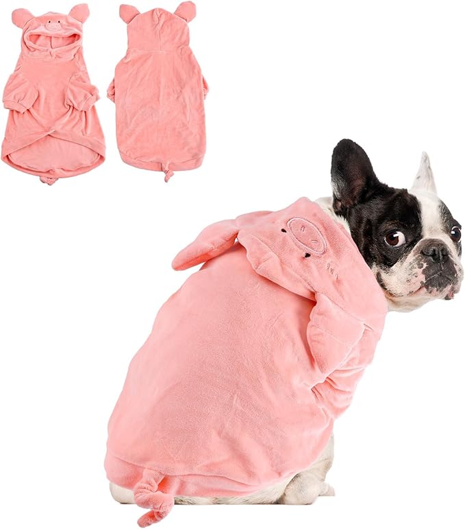 NACOCO Halloween Pig Dog Costume - Pet Christmas New Year Hoodie Warm Party Coat Outfit for Small and Medium Cat Dog Clothes(Pink Pig,S)