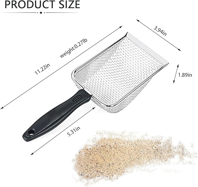 Cat Litter Scoop,Kitty Litter Scoop with Stainless Steel Mesh, 2.8mm Hole Scoop for Cat Litter,Chicken Coop Sand, Beach Sand