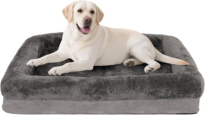 Dog Bed Medium to Large Dogs - Waterproof Couch with Removable Washable Cover and Egg Crate Foam Comfort Cage Beds Zipper Non-Slip Bottom Pad Bite-Proof
