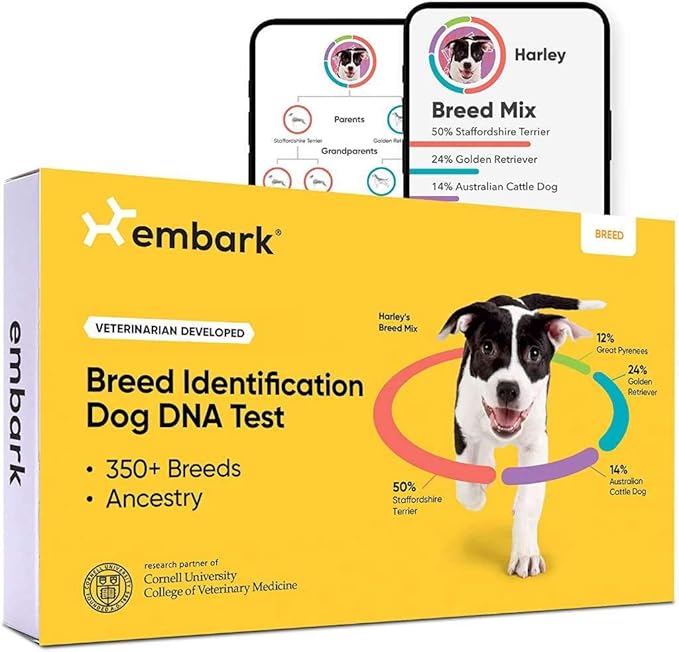 Embark Breed Identification Kit - Most Accurate Dog DNA Testing Kit - 99% Breed Ancestry Accuracy for Mixed Breed Dogs - Plus Relative Finder & Family Tree