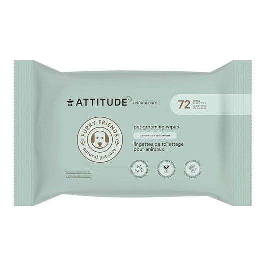 ATTITUDE Pet Grooming Wipes, Plant and Mineral-Based Ingredients, Vegan and Cruelty-Free Biodegradable Products, Unscented, 72 count
