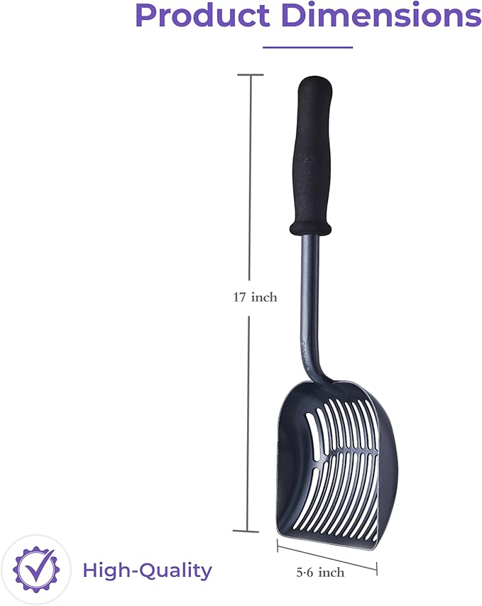 iPrimio Monster Cat Litter Scooper with 17 Inch Long Handle and Soft Grip - Sturdy Extra Large Deep Shovel Scoop - Cat Litter Scoop for Sore Hands - Kitty Litter Box Accessory