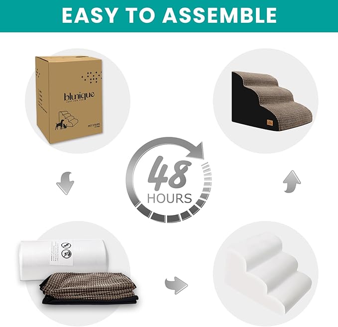 Dog Stairs for Small Dogs, 15.8 in H 3 Step Curved Dog Ramp for High Bed and Couch, Foam Dog Ramp with Durable Non-Slip Waterproof Fabric Cover, Pet Stairs for Pets Joints, Brown