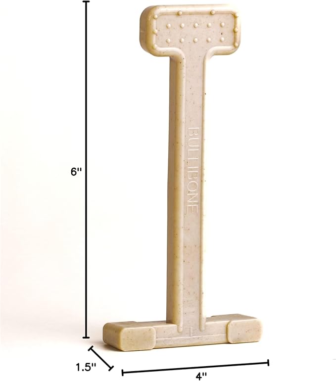 Bullibone Nylon Dog Chew Toy Nylon Bone - Improves Dental Hygiene, Easy to Grip Bottom, and Permeated with Flavor (Peanut Butter, Large - Single)