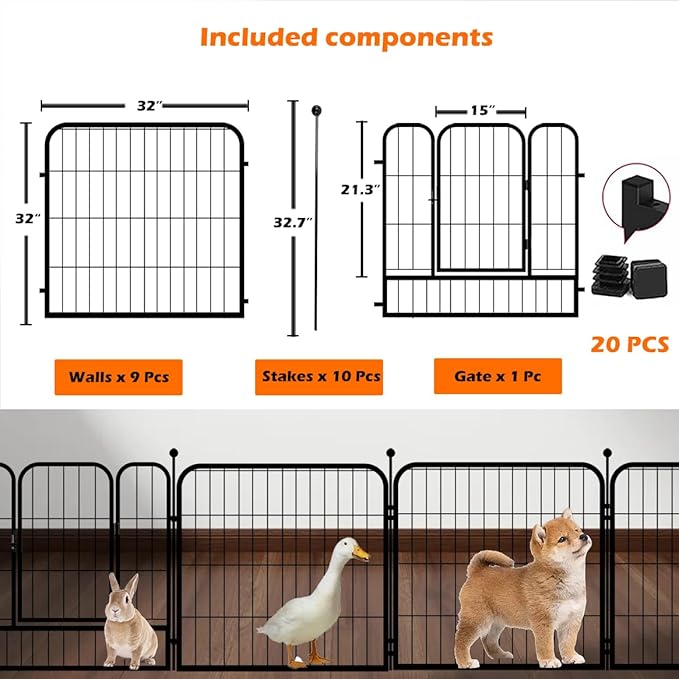 Dog Playpen Designed for Dogs, 32 inch 10 Panels.Perfect Dog Pen for Camping, Yard, RV, Garden Fence, Black (Black, 32inch, 10)