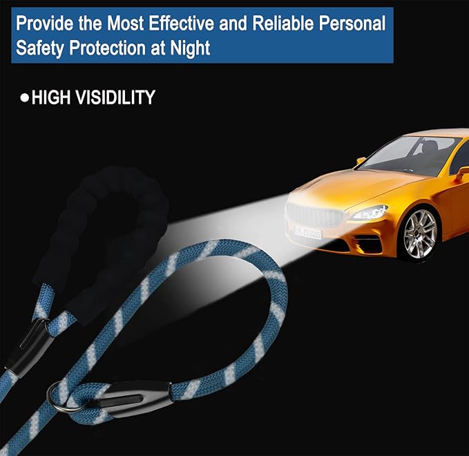 Dog Leash, 6 FT Slip Lead Dog Leashes, Durable Premium Quality Strong Training Rope Slip Leash with Comfortable Padded Handle and Highly Reflective Threads for Small Medium and Large Dogs, (Blue)