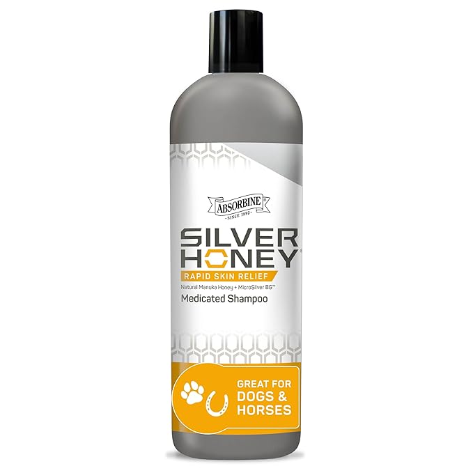 Absorbine Silver Honey Rapid Skin Relief Medicated Shampoo, Medical Grade Manuka Honey & MicroSilver BG, Rejuvenating, Soothing & Hydrating, 16 fl oz