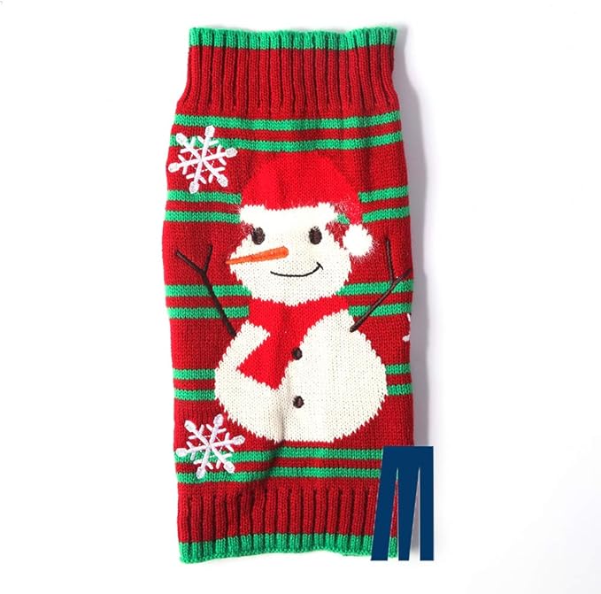Mikayoo Dog Christmas Sweater - Cat Holiday Sweaters, Bowknot Design Cold Weather Coat, Holiday Festive Sweater for Small Dogs or Cats (Snowman XL)