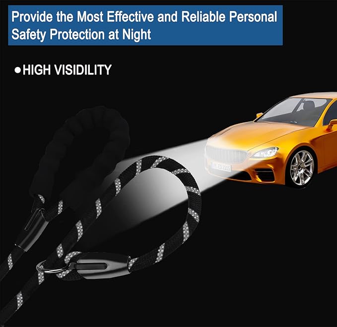 Dog Leash 3.9 FT, Durable Premium Quality Strong Training Rope Slip Leash with Comfortable Padded Handle and Highly Reflective Threads for Small Medium and Large Dogs, (Black)