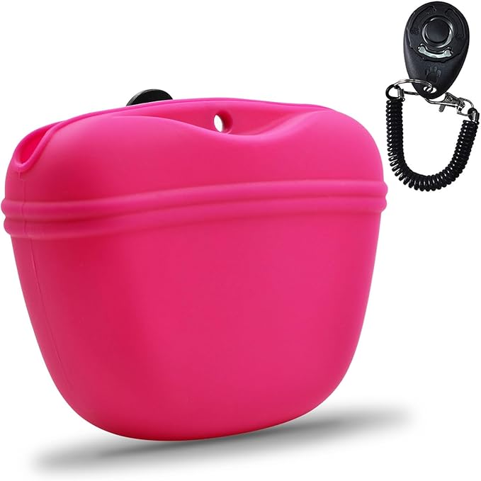 AUDWUD Silicone Dog Treat Pouch,Clip on Portable Training Container,Convenient Magnetic Buckle Closing and Waist Clip,No BPA