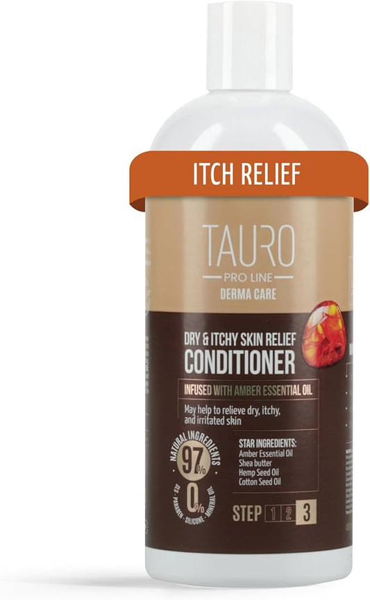 Tauro Pro Line Dog Conditioner for Allergies and Itching - Soothes & Hydrates Dry, Itchy, or Allergy-Prone Skin, Gentle Pet Conditioner for Dogs, Cat & Puppy (Derma Care 13.5 Fl Oz)