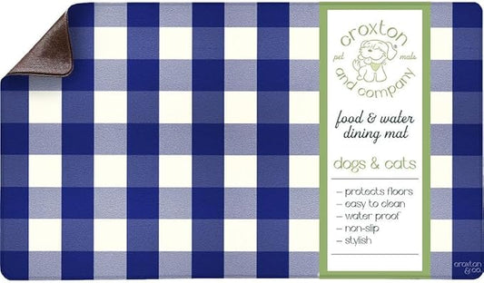 CROXTON & CO. Non-Slip Faux Leather Pet Feeding Mat for Dog Bowls | Large Bowl Mat for Food and Water | Durable, Easy-to-Clean Pet Food Mat for Floors | Size: 12"x18"