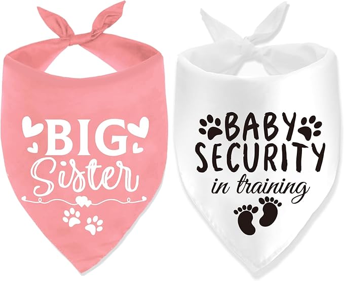 Dog Bandana Pregnancy Announcement Big Sister Doggy Bandana Baby Security in Training Printed Dog Bandanas Baby Announcement Puppy Scarf Pregnancy Pet Bandana for Dogs Pet Scarfs Accessories