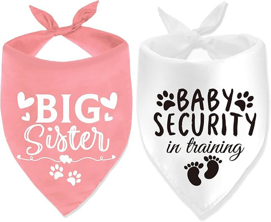 Dog Bandana Pregnancy Announcement Big Sister Doggy Bandana Baby Security in Training Printed Dog Bandanas Baby Announcement Puppy Scarf Pregnancy Pet Bandana for Dogs Pet Scarfs Accessories