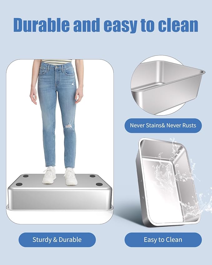 2PACK Stainless Steel Litter Box, Metal Litter Boxs with Lid High Sides, XL Extra Large Litter Box for Big Cats, Never Absorbs Odors, Leak-Proof, Stain-Free, Rust-Free, Easy to Clean, Scoop Included