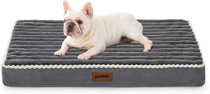 Dog Crate Bed for Medium Size Dog - Waterproof Puppy Bed for 30 Inch Kennel with Removable Washable Corduroy Cover, Orthopedic Support with Egg Crate Foam Filling, Grey