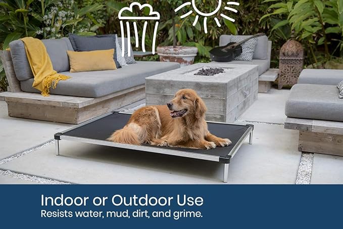 K9 Ballistics Chew Proof Elevated Outdoor Cooling Cot Bed for Medium Dogs - Virtually Indestructible, Preassembled, Withstands Aggressive Chewers - M, Ripstop Sandstone