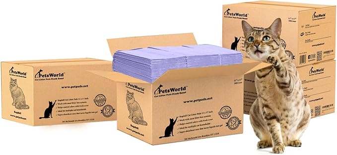 PETSWORLD Fresh Scented Cat Pads Refills for Tidy Cats Breeze Litter System 800 Pads for Cat Litter Box, 16.9x11.4 Inch