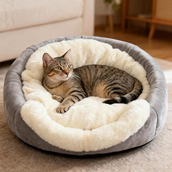 Cat Beds for Indoor Cats - Rabbit-Shaped Cat Cave Bed with Hanging Toy,Super Soft Calming Pet Bed for Kitten,Small Dog,Warm Plush&Machine Washable&Removable Cotton Pad,cat Hideaway