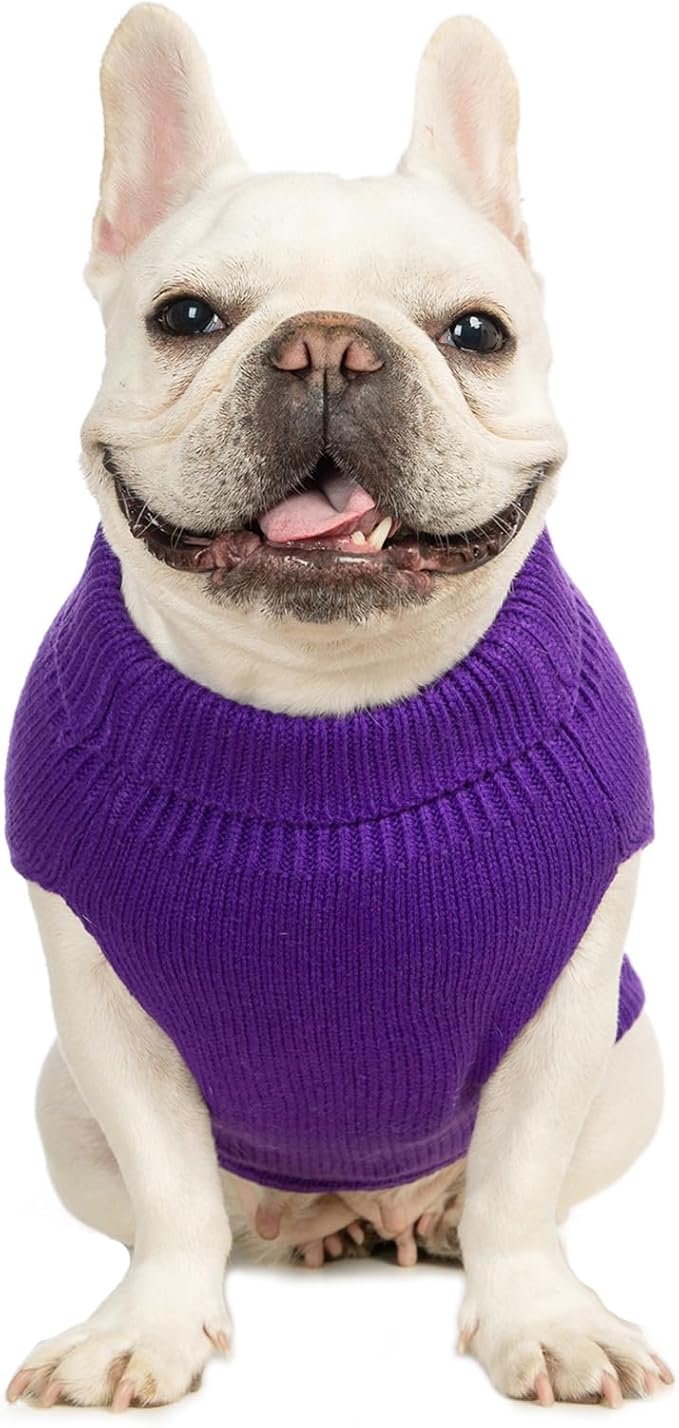 Stretchy Cat Sweater - 17 Colors & 6 Sizes | Snug Winter-Ready Knit for Boy/Girl Cats & Kittens(Deep Purple, X-Large)