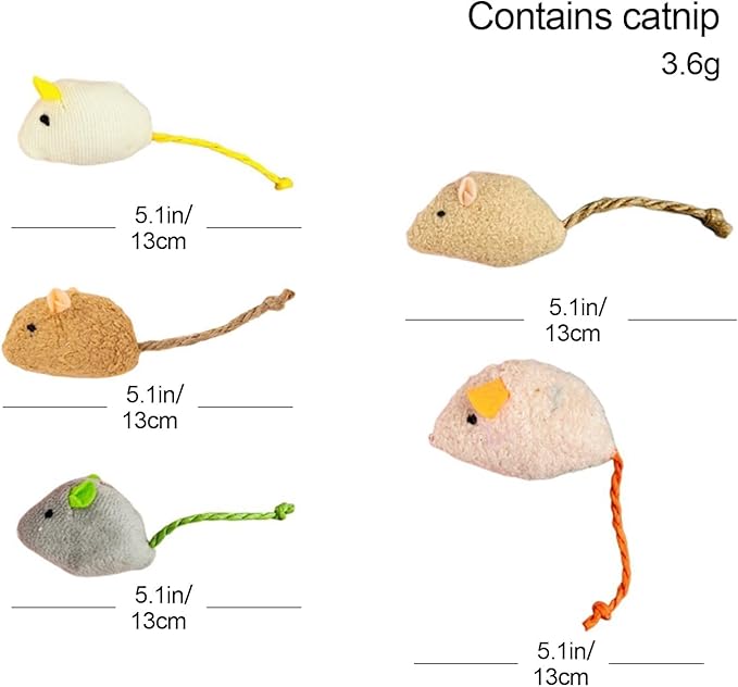 Shudyear cat Toys 10pcs Mouse Toys, Interactive Catnip Animal Toys for Indoor Kittens to Eliminate Boredom for Bored Indoor Cats (10pc)