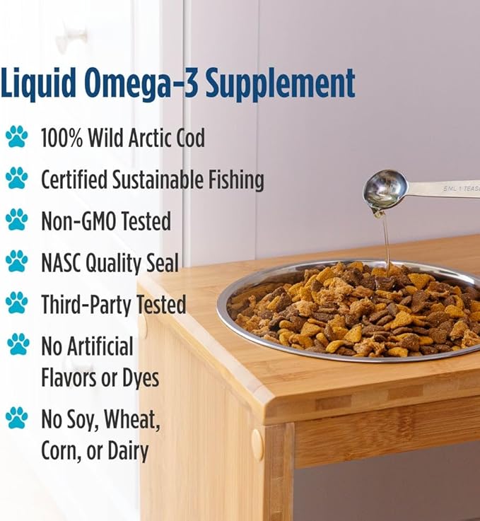 Nordic Naturals Pet Cod Liver Oil, Unflavored - 16 oz - 1048 mg Omega-3 Per Teaspoon - Fish Oil for Dogs with EPA & DHA - Promotes Skin, Coat, & Immune Health